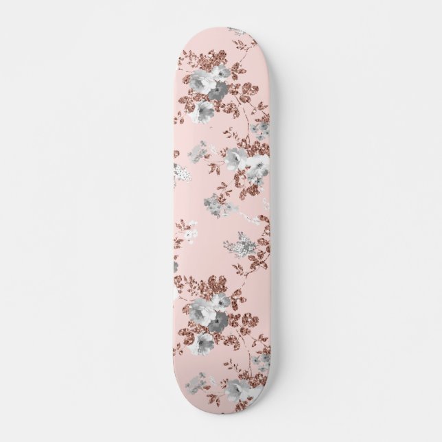Modern erröten der rosa weiße Blumen Skateboard (Vorne)
