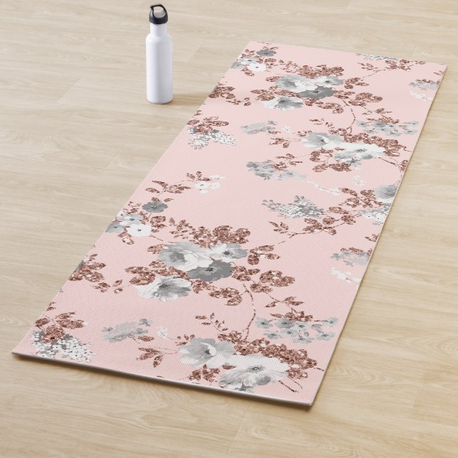 Modern erröten der rosa weiße Blumen Yogamatte (Beispiel)