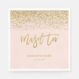 Modern erröten rosa Imitat-GoldGlitzer Mazel Tov Serviette