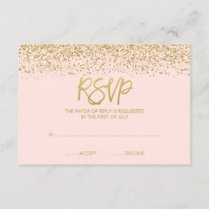 Modern erröten rosa Imitat-GoldGlitzer UAWG RSVP Karte