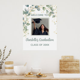 Modern Eucalyptus Minimalist Grad Party Poster