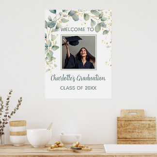 Modern Eucalyptus Minimalist Grad Party Poster