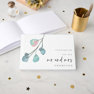 Modern Eucalyptus New Mrs. Name Wedding Gästebuch