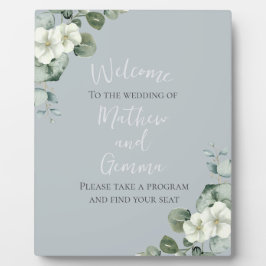 Modern Eukalyptus Design Wedding Sign Fotoplatte