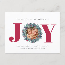 Modern Eukalyptus Foto Typografie Weihnachtskarte Postkarte