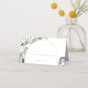 Modern Eukalyptus Gold Arch Wedding Platzkarte