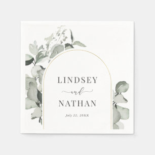 Modern Eukalyptus Gold Arch Wedding Serviette