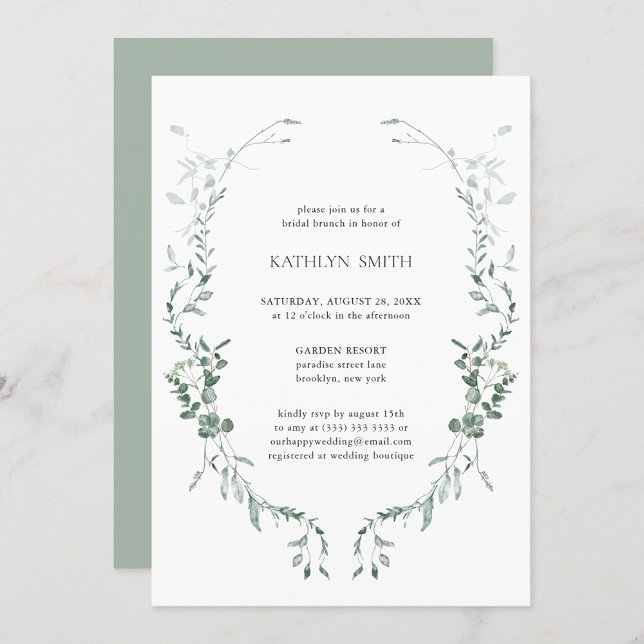 Modern Eukalyptus Greenery Elegant Bridal Brunch Einladung (Von Creator hochgeladen)