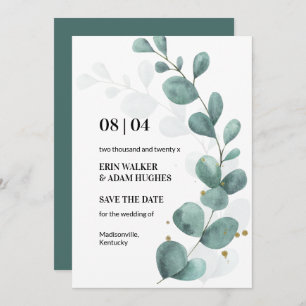 Modern Eukalyptus Greenery Watercolor Wedding Rett Save The Date