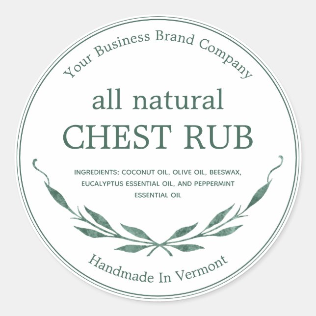 Modern Eukalyptus Rub Salve Salve Salve Runder Aufkleber (Vorderseite)