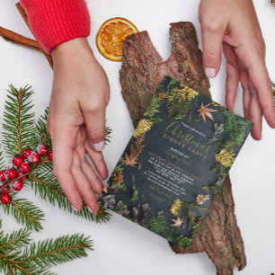 Modern Evergreen Greenery Feiertag Einladung