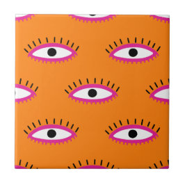 Modern Evil Eye Pattern Burnt Orange Boho Fliese