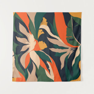 Modern exotic jungle Pflanzen illustrieren Pattern Wandteppich