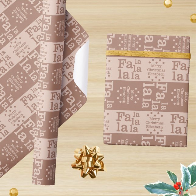 Modern Fa La Mocha Einfache Weihnachtsnachtsnacht  Geschenkpapier (Create your own personalized Christmas wrapping paper in organic earthy colors of brown and tan)