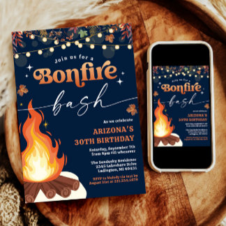 Modern Fall Bonfire Einladung, Bonfire Bash Einladung
