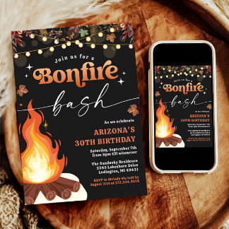 Modern Fall Bonfire Einladung, Bonfire Bash Einladung