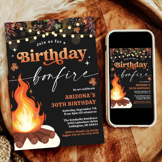Modern Fall Bonfire Geburtstag, Bonfire Bash Einladung