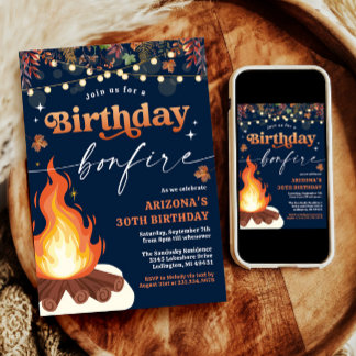 Modern Fall Bonfire Geburtstag, Bonfire Bash Einladung