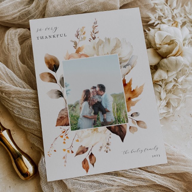Modern Fall Floral Thanksgiving Feiertagskarte (Von Creator hochgeladen)