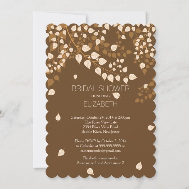 Modern Fall Herbstleaf Bridal Dusche Einladung (Vorderseite)