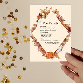 Modern Fall Orange BOHO Wedding Details Card Einladung