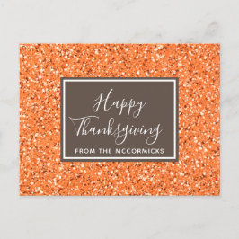 Modern Fall Orange Glitzer Happy Thanksgiving Feiertagspostkarte