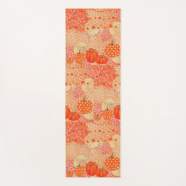 Modern Fall Pumpkins Orange Floral.Meditation Yogamatte