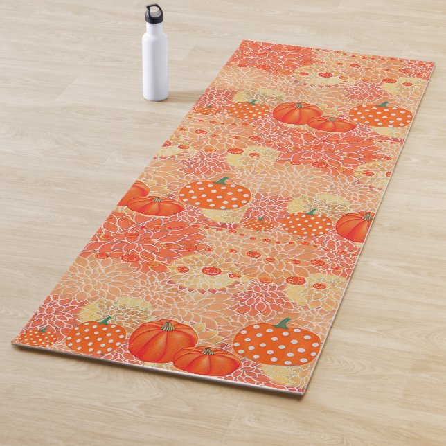 Modern Fall Pumpkins Orange Floral.Meditation Yogamatte (Beispiel)