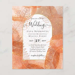 Modern Fall Terracotta Orange Leaf Wedite Einladun