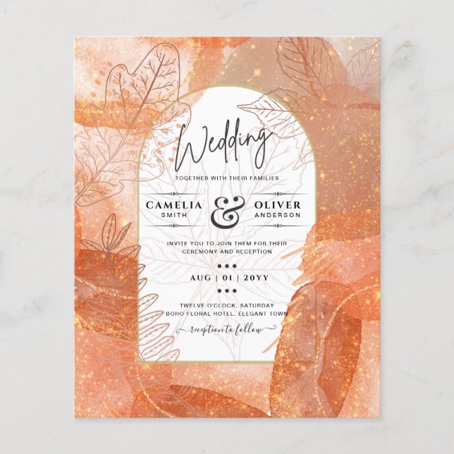 Modern Fall Terracotta Orange Leaf Wedite Einladun Flyer (Vorne)