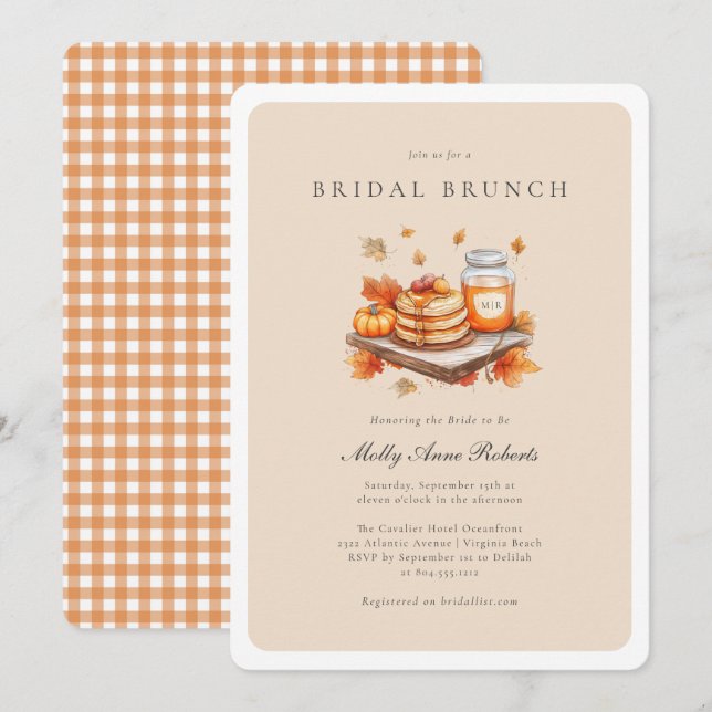 Modern Fall Watercolor Bridal Brunch Einladung (Vorne/Hinten)