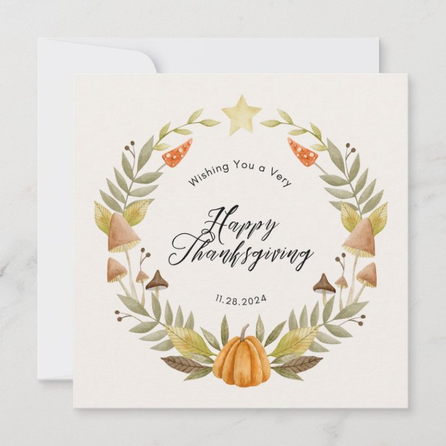 Modern Fall Wreath Erntedank Card Save The Date (Vorderseite)