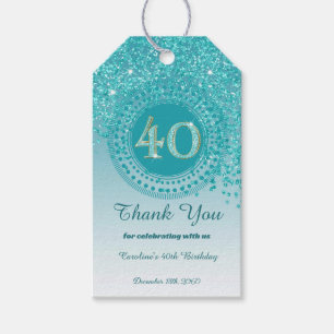 Modern Falling Aquamarin Blue Glitzer 40. Geburtst Geschenkanhänger