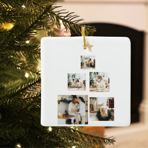 Modern Family Christmas Tree Foto With Star Keramikornament