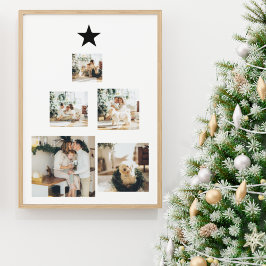 Modern Family Christmas Tree Foto With Star Leinwanddruck