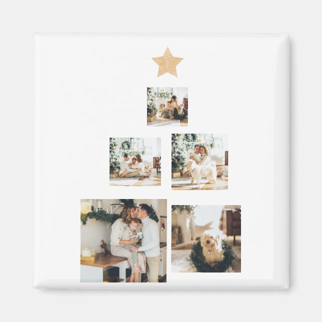 Modern Family Christmas Tree Foto With Star Magnet (Vorne)