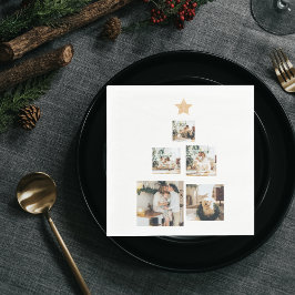 Modern Family Christmas Tree Foto With Star Serviette