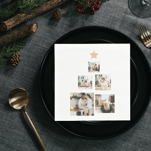 Modern Family Christmas Tree Foto With Star Serviette