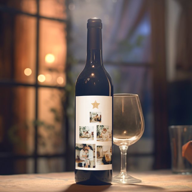 Modern Family Christmas Tree Foto With Star Weinetikett (Von Creator hochgeladen)