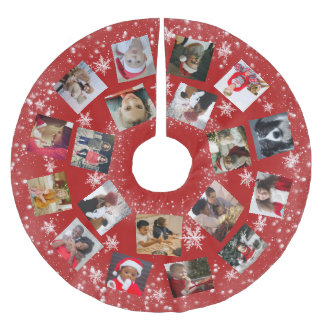 Modern Family Foto Collage Snowflake Weihnachten B Polyester Weihnachtsbaumdecke
