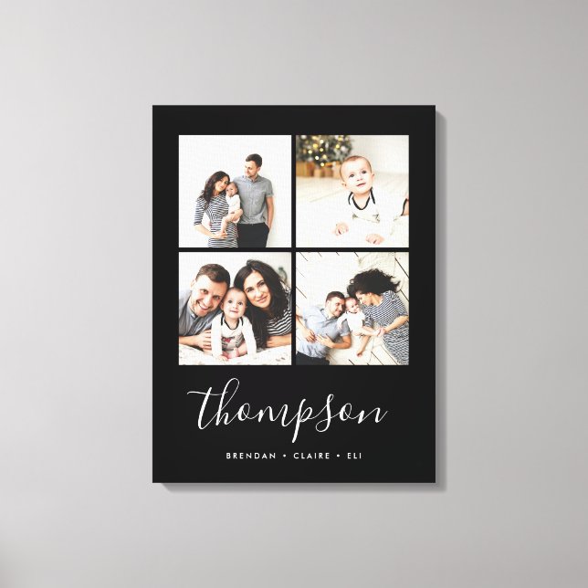 Modern Family Monogram 4 Foto Collage Leinwanddruck (Vorderseite)