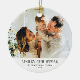Modern Family Photo Christmas Keramik Ornament