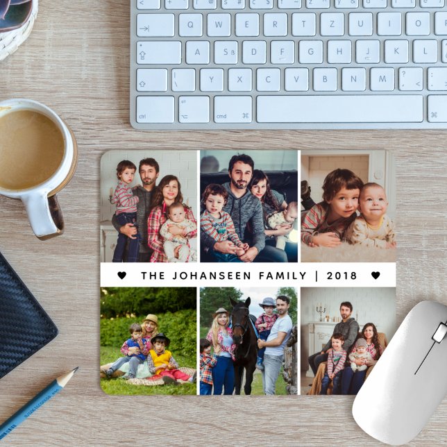 Modern Family Photo Collage 6 Pictures Photography Mousepad (Von Creator hochgeladen)