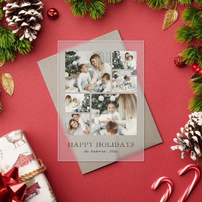 Modern Family Photo Collage Christmas Holiday Card Acryleinladungen (Insitu (Feiertag))