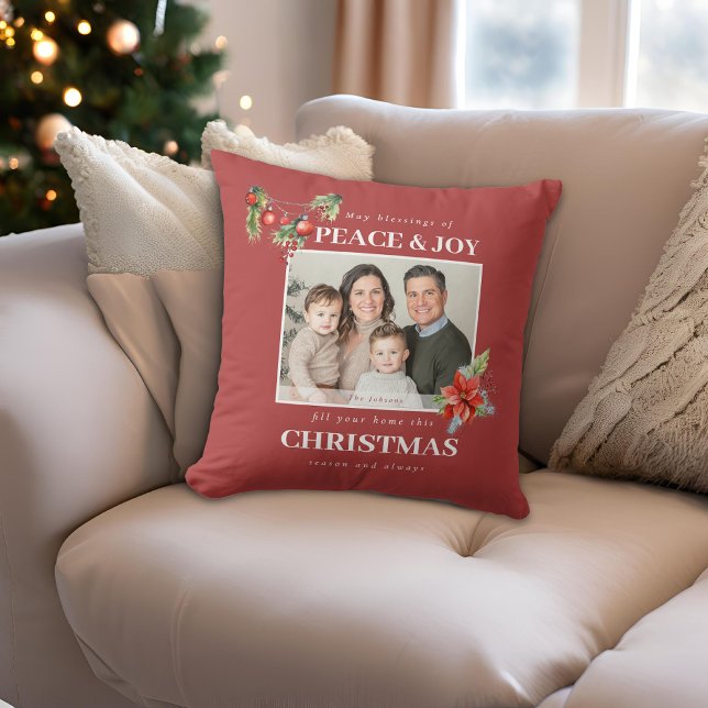 Modern Family Photo Red Christmas Kissen (Von Creator hochgeladen)