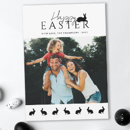 Modern Family Photo With Bunnies Stylish Easter Karte