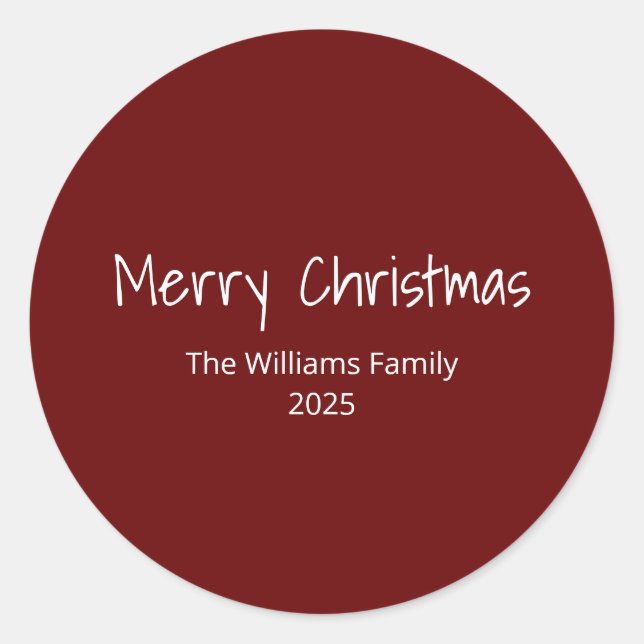 Modern Family Simple Boho Red Christmas Runder Aufkleber (Vorderseite)