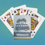 Modern Family Vintage Surfer Van Summer Vacation Spielkarten<br><div class="desc">Ah the lazy days of summer. The fun times at the beach with the sand underneath your feet and the sweet sound of the waves! Cool graphic design with a bit of vacation paradise includes tall palm trees, setting sun and a vintage style surf van. Monogram with personal name or...</div>