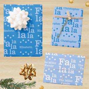 Modern Fan La Sky Blue Einfache Add Name Weihnacht Geschenkpapier Set