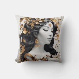 Modern Fantasy Art in Black and Gold  Kissen